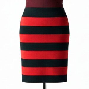 TRISTAN - Bold Stripes Pencil Skirt – Red & Black - size medium